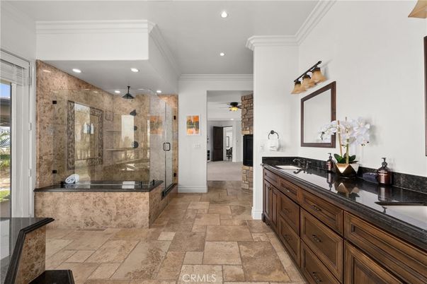 Bathroom, Dual Sink Vanities, Glass Shower, Interior, Recessed Lighting