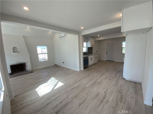 Empty room, Interior, Kitchen, Recessed Lighting, Wood Texture Flooring