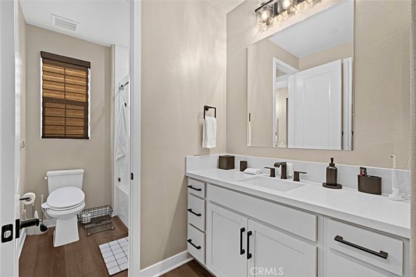 Bathroom, Dual Sink Vanities, Interior, Wood Texture Flooring