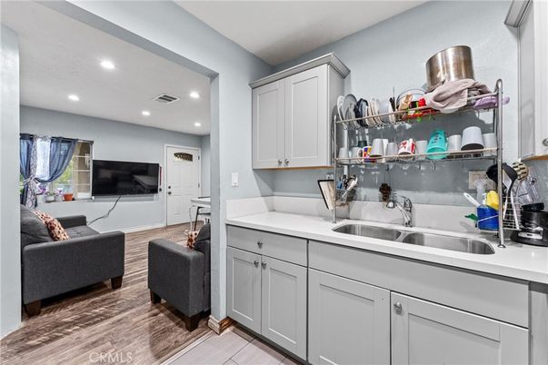 Interior, Kitchen, Living room, Recessed Lighting, Wood Texture Flooring