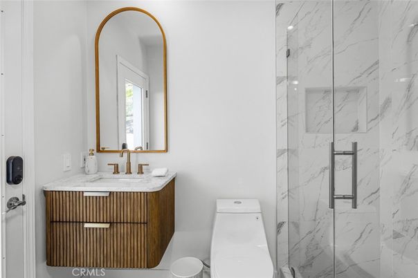 Bathroom, Glass Shower, Interior, Marble Walls