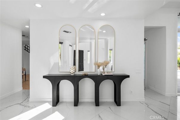 Bathroom, Dual Sink Vanities, Interior, Marble, Recessed Lighting