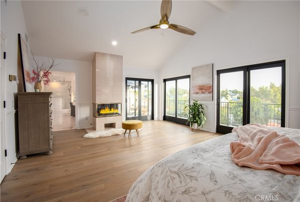Empty room, Fireplace, Interior, Recessed Lighting, Wood Texture Flooring