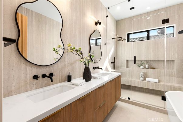 Bathroom, Dual Sink Vanities, Glass Shower, Interior, Recessed Lighting