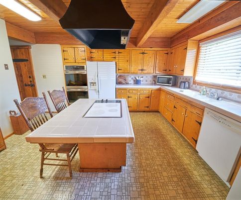Interior, Kitchen, Tile Countertops, Wooden Beams, Wooden Ceilings