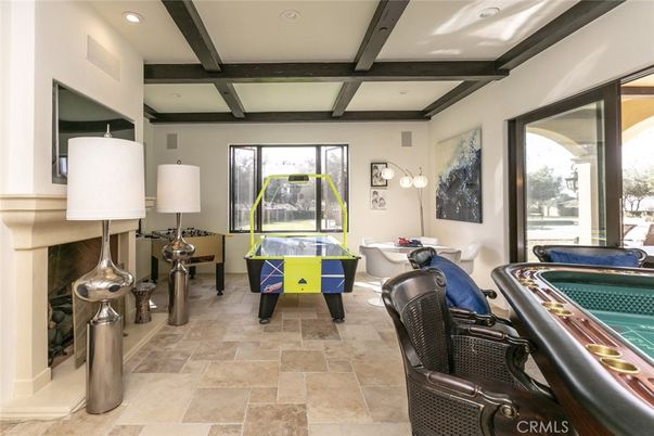 Billiard Table, Game Room, Interior, Pool, Recessed Lighting, Wooden Beams
