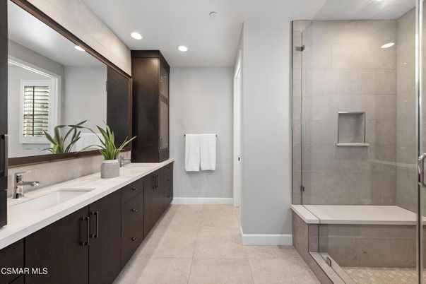Bathroom, Dual Sink Vanities, Glass Shower, Interior, Recessed Lighting
