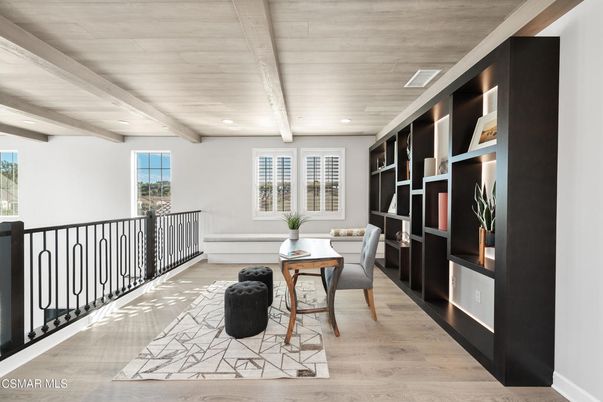 Home Office, Interior, Recessed Lighting, Wooden Ceilings, Wood Texture Flooring