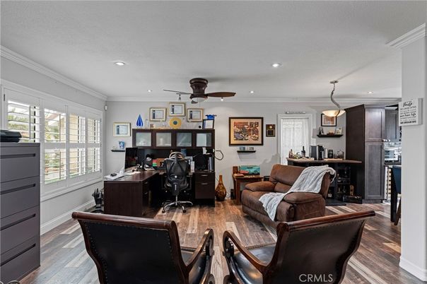 Home Office, Interior, Pendant Lights, Recessed Lighting, Wood Texture Flooring