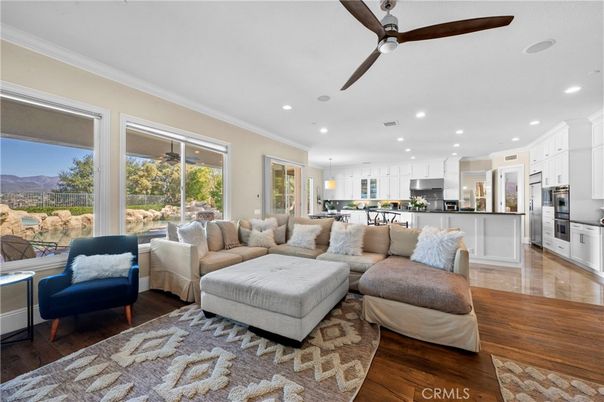 Interior, Kitchen, Living room, Pendant Lights, Recessed Lighting, Stainless Steel Appliances, Wood Texture Flooring