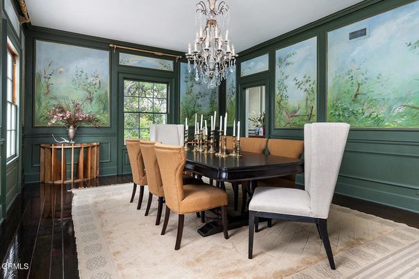 Chandelier, Dining room, Interior, Wood Texture Flooring