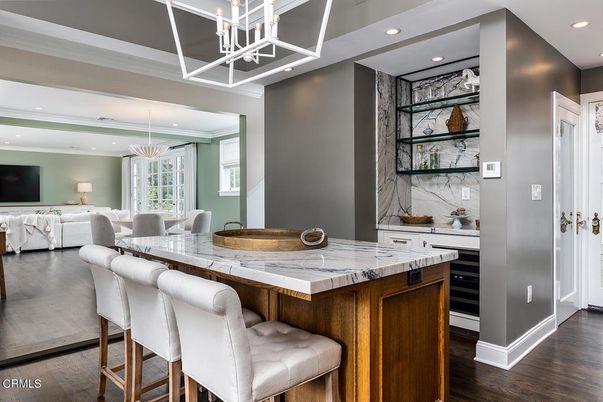 Dining room, Interior, Kitchen, Living room, Recessed Lighting, Wood Texture Flooring