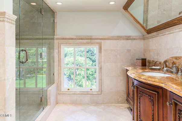 Bathroom, Glass Shower, Interior, Recessed Lighting