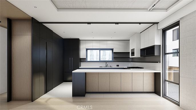 Interior, Kitchen, Recessed Lighting, Wood Texture Flooring
