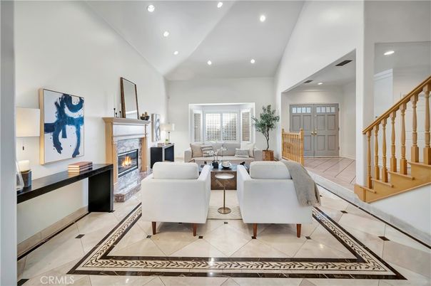Dining room, Fireplace, Interior, Living room, Recessed Lighting