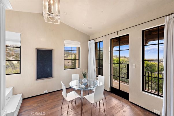 Dining room, Interior, Recessed Lighting, Wood Texture Flooring