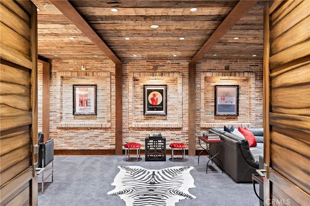 Interior, Living room, Recessed Lighting, Stone Walls, Wooden Beams, Wooden Ceilings, Wooden Walls