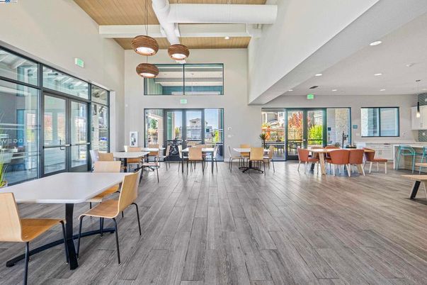 Dining room, Interior, Pendant Lights, Recessed Lighting, Wood Texture Flooring