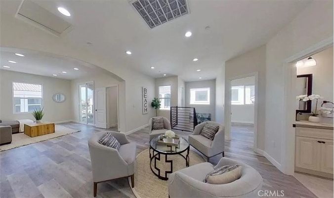 Interior, Living room, Recessed Lighting, Wood Texture Flooring