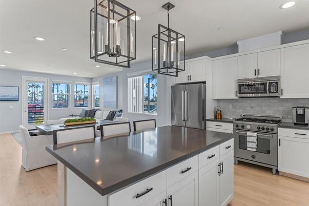 Interior, Kitchen, Living room, Pendant Lights, Recessed Lighting, Stainless Steel Appliances, Wood Texture Flooring