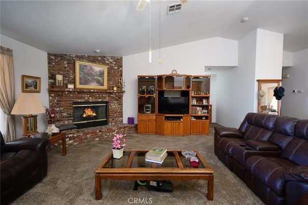 Fireplace, Interior, Living room, Pendant Lights, Stone Walls