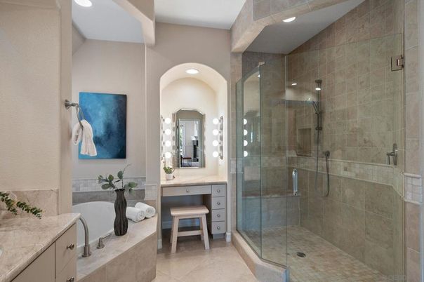 Bathroom, Glass Shower, Interior, Recessed Lighting