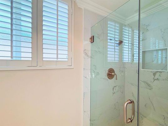 Bathroom, Glass Shower, Interior, Marble Walls