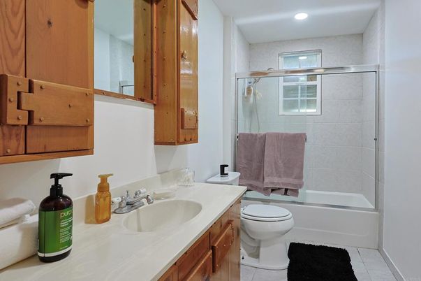 Bathroom, Glass Shower, Interior, Recessed Lighting