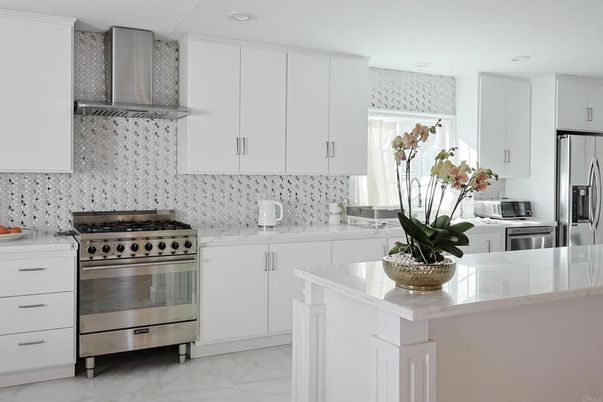 Interior, Kitchen, Marble, Recessed Lighting, Stainless Steel Appliances