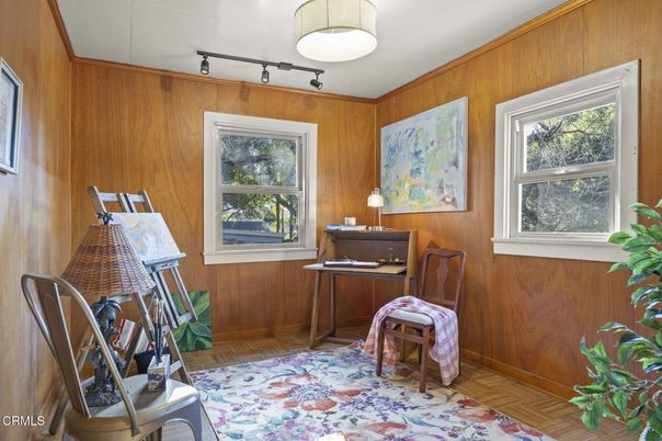 Home Office, Interior, Wood Texture Flooring, Wooden Walls