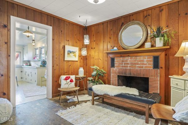 Fireplace, Interior, Pendant Lights, Wooden Walls