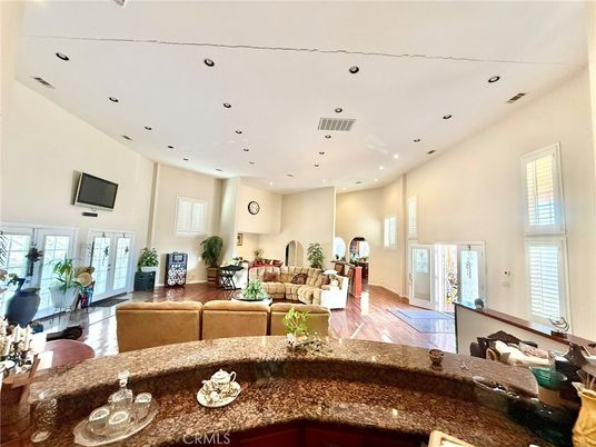 Dining room, Interior, Living room, Recessed Lighting, Wood Texture Flooring