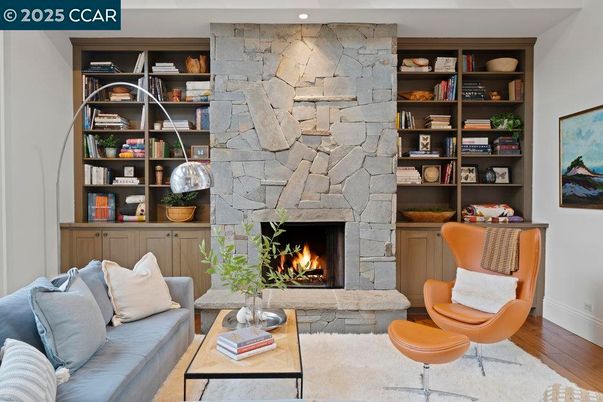 Fireplace, Interior, Living room, Stone Walls, Wood Texture Flooring