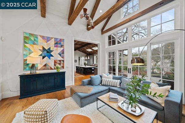 Interior, Living room, Recessed Lighting, Wooden Beams, Wood Texture Flooring