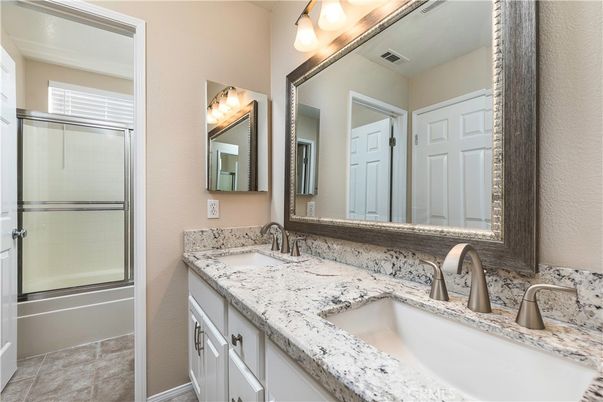 Bathroom, Dual Sink Vanities, Glass Shower, Interior