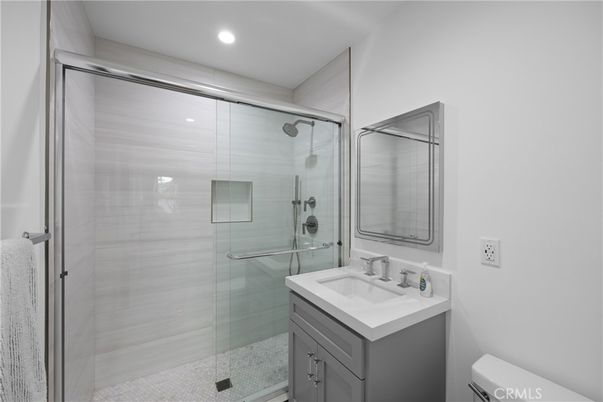 Bathroom, Glass Shower, Interior, Recessed Lighting
