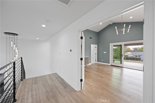 Empty room, Interior, Pendant Lights, Recessed Lighting, Wood Texture Flooring