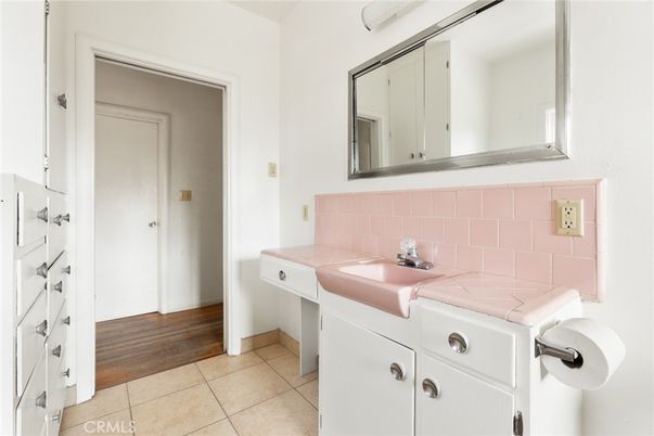 Bathroom, Interior, Tile Countertops, Wood Texture Flooring