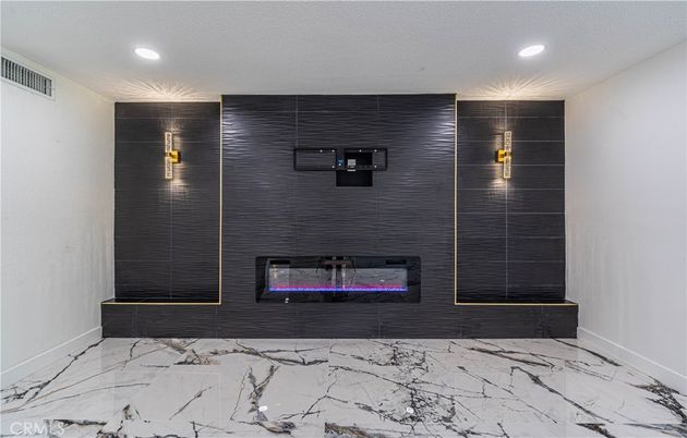 Fireplace, Interior, Marble, Recessed Lighting