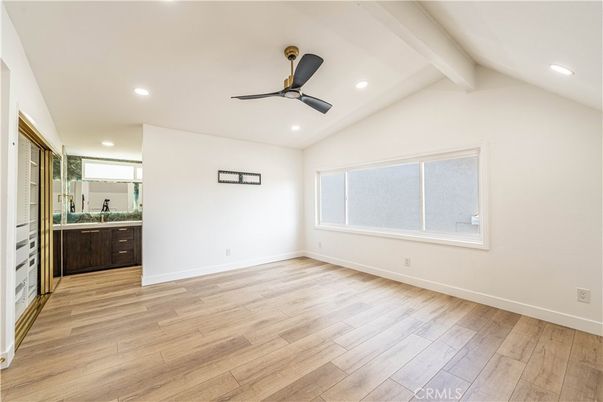Bathroom, Empty room, Interior, Recessed Lighting, Wood Texture Flooring