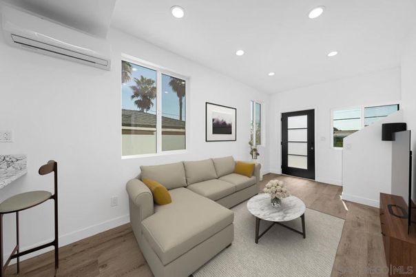 Interior, Living room, Recessed Lighting, Wood Texture Flooring