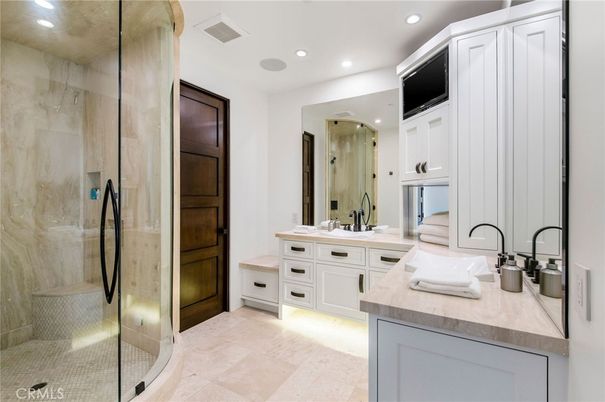 Bathroom, Dual Sink Vanities, Glass Shower, Interior, Recessed Lighting