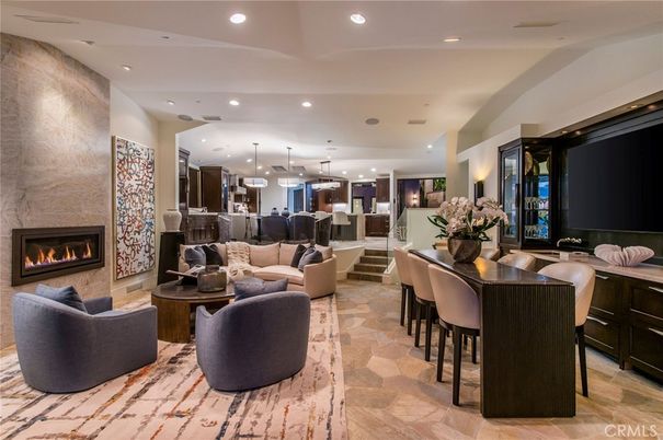 Dining room, Fireplace, Interior, Kitchen, Living room, Pendant Lights, Recessed Lighting