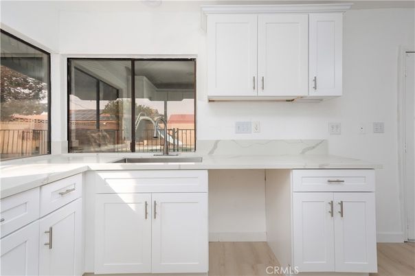 Interior, Kitchen, Marble Walls, Wood Texture Flooring