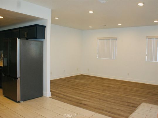 Empty room, Interior, Kitchen, Recessed Lighting, Wood Texture Flooring