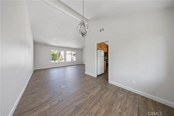 Chandelier, Empty room, Interior, Recessed Lighting, Wood Texture Flooring