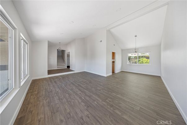 Empty room, Interior, Pendant Lights, Wood Texture Flooring