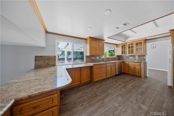 Interior, Kitchen, Recessed Lighting, Wood Texture Flooring