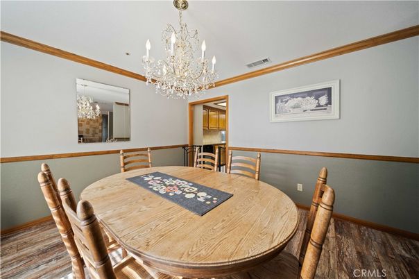 Chandelier, Dining room, Interior, Wood Texture Flooring