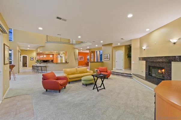 Dining room, Fireplace, Interior, Living room, Pendant Lights, Recessed Lighting